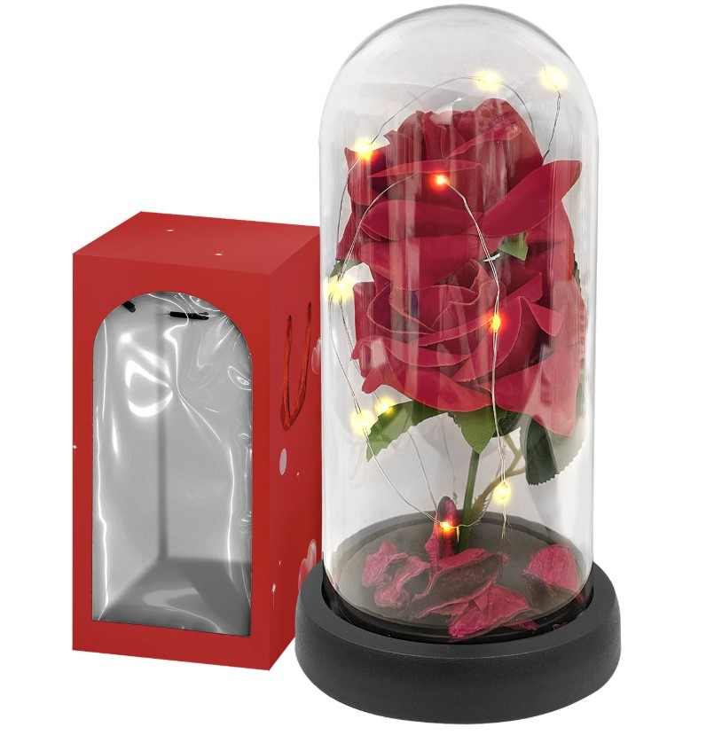 Homie Τριαντάφυλλο Σε Γυάλα Με Φως 11x22εκ.Homie 3-2350 (Χρώμα: Κόκκινο) - Homie - 3-2350